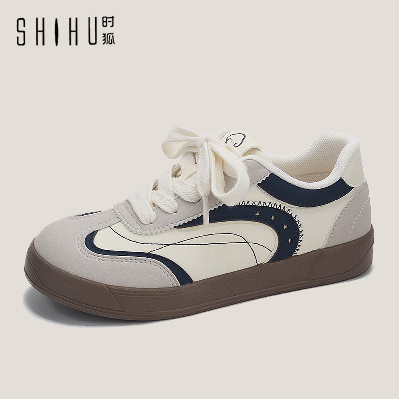 时狐平底百搭休闲鞋时尚潮运动鞋平底百搭德训鞋2025秋季新款