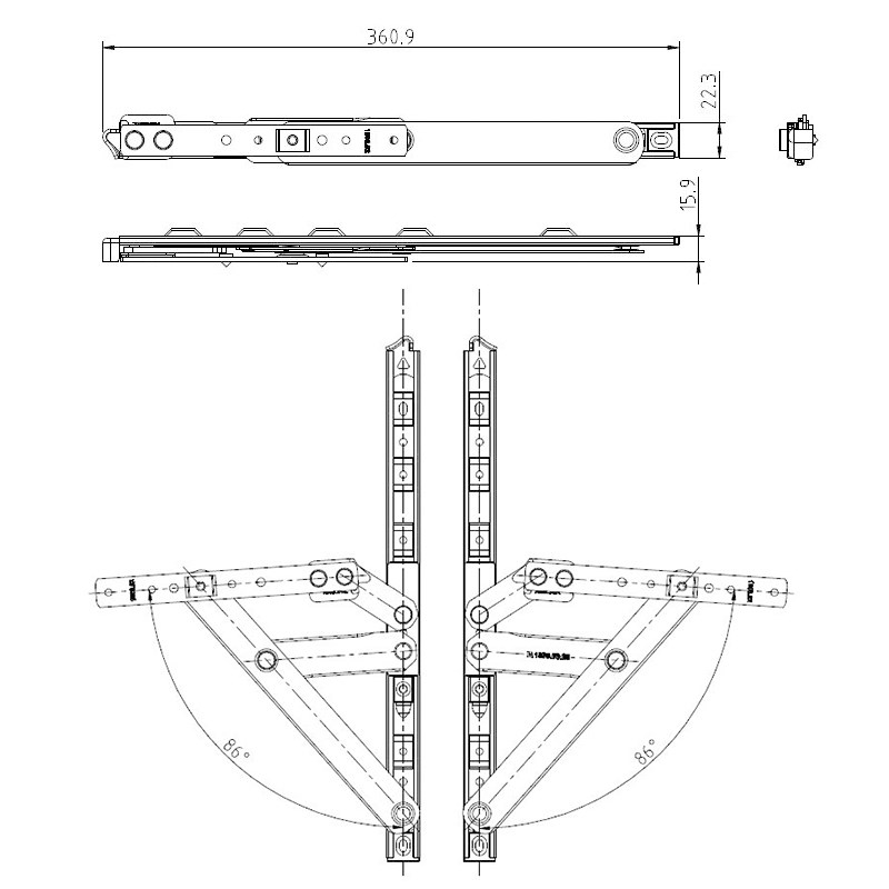 HOPO重型摩擦铰链铝型材平开窗外开窗不锈钢铰链FH05