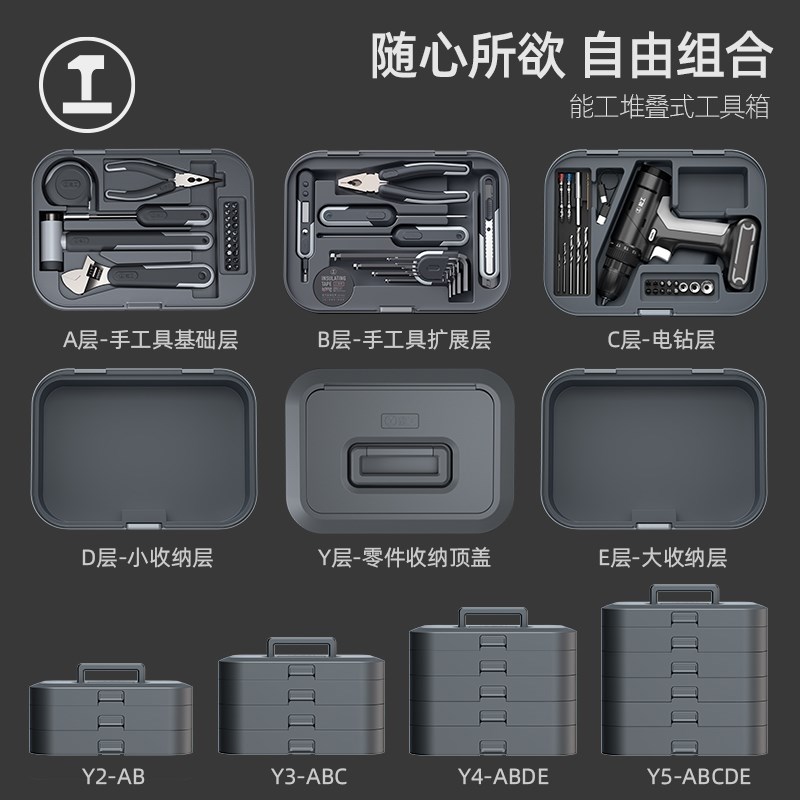 能工盒子多功能螺丝刀套装便携工具套装组合家用维修五金工具大全