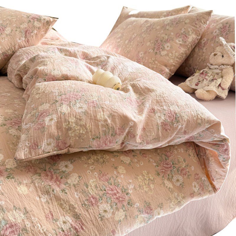 双层纱水洗棉被子四件套非全棉2025新款床单被套宿舍三件套3