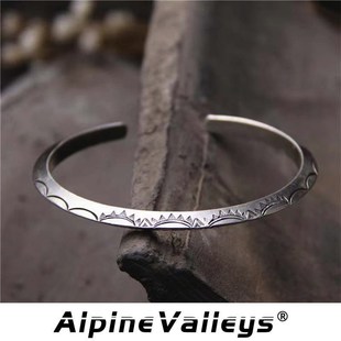 复古做旧纯银925《太阳》纯银手镯男高级感男款小众男士情侣镯子