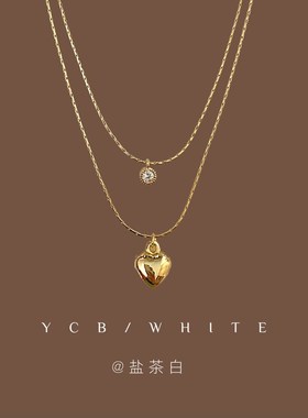 双倍心动法式轻奢双层爱心锆石项链小众高级感精致锁骨链颈链