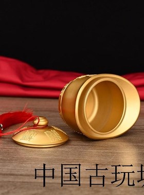 高端避火麒麟元宝盆厨房在东北角化解黄碎石辟壁必火龙罐黄铜摆件