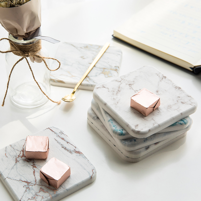 布衣萱大理石纹台吸水防滑硅藻泥杯垫洗手台牙刷垫皂托垫