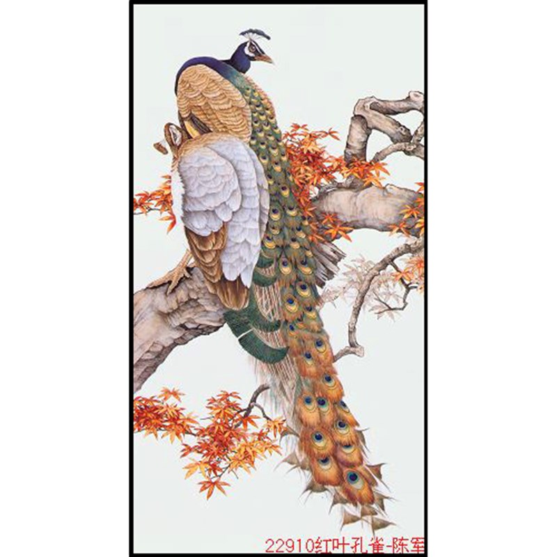 非遗苏绣DIY套件初学 红叶孔雀 玄关客厅卧室餐厅 手工刺绣装饰画图片