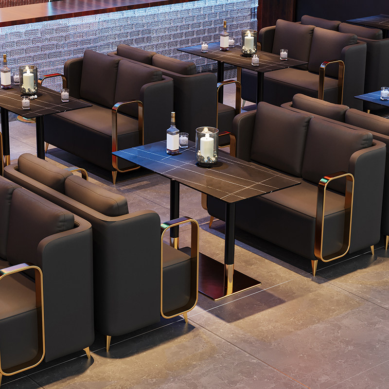 酒吧沙发工业风轻奢定制酒馆商用酒店咖啡西餐厅会所清吧卡座桌椅