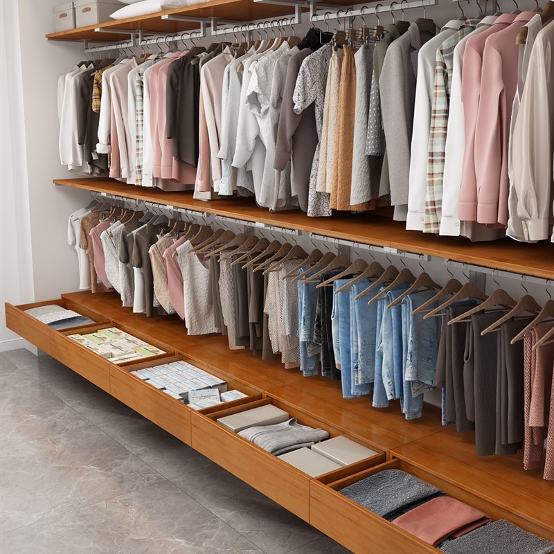 金属衣柜5新款爆款家用卧室实木钢架定制衣帽间开放式衣橱砌墙