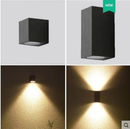 简约雅黑创意壁灯上下照户外防水壁灯楼梯单头投光过道灯