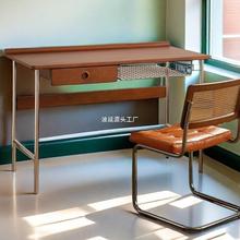 实木书桌复古小户型轻奢家用书房工作台简约日式电脑桌办公学习桌