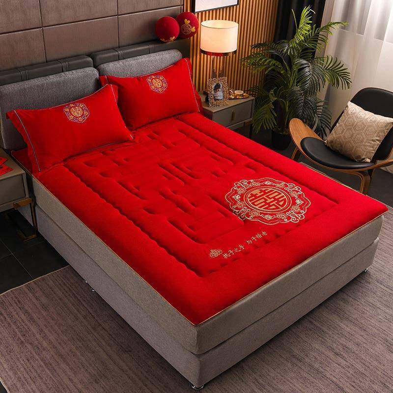 婚庆床垫大红喜庆刺绣床褥新房陪嫁新居送礼床品量大从优,居家布艺,入户地垫,淘宝优惠券,粉丝福利购,淘宝优惠卷