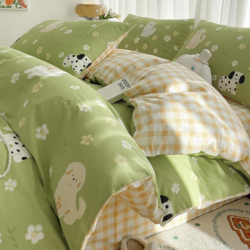 冬季纯棉卡通床上四件套100全棉宿舍可爱被套床品床单床笠三件套