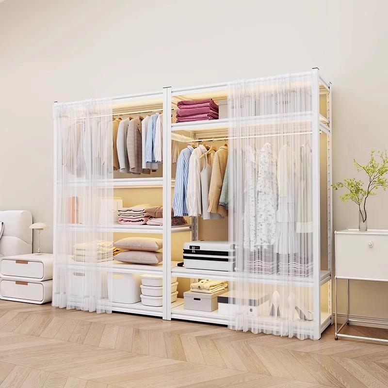 衣帽间防尘门帘大衣柜遮挡布金属挂钩免打孔开放式柜子拉帘子书柜