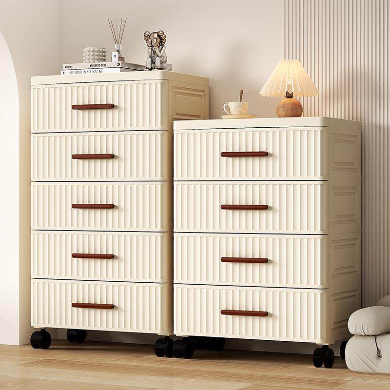 35/48宽塑料抽屉式收纳柜家用奶油风五斗柜桌下储物整理箱