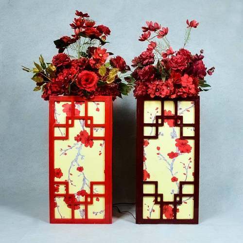 婚庆中式梅花路引T台装饰摆件婚礼舞台布置拆分款中国风灯光方柱