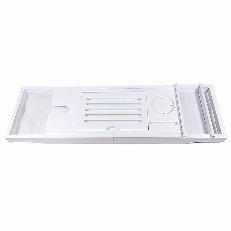 白色欧式竹木伸缩浴缸托盘支架泡澡置物板可竹制浴缸架浴室架