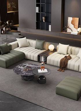 意式轻奢钢琴键真皮沙发Freeman极简客厅别墅大平层转角贵妃组合