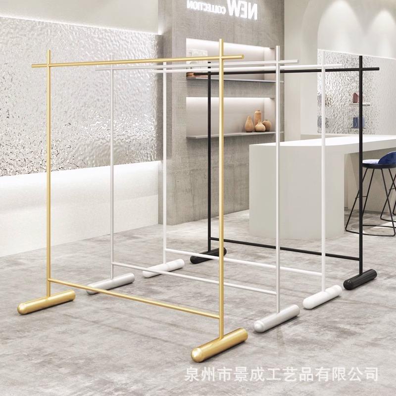 服装店展示架落地式衣服架子男女装童装店金色挂衣架中岛陈列货架