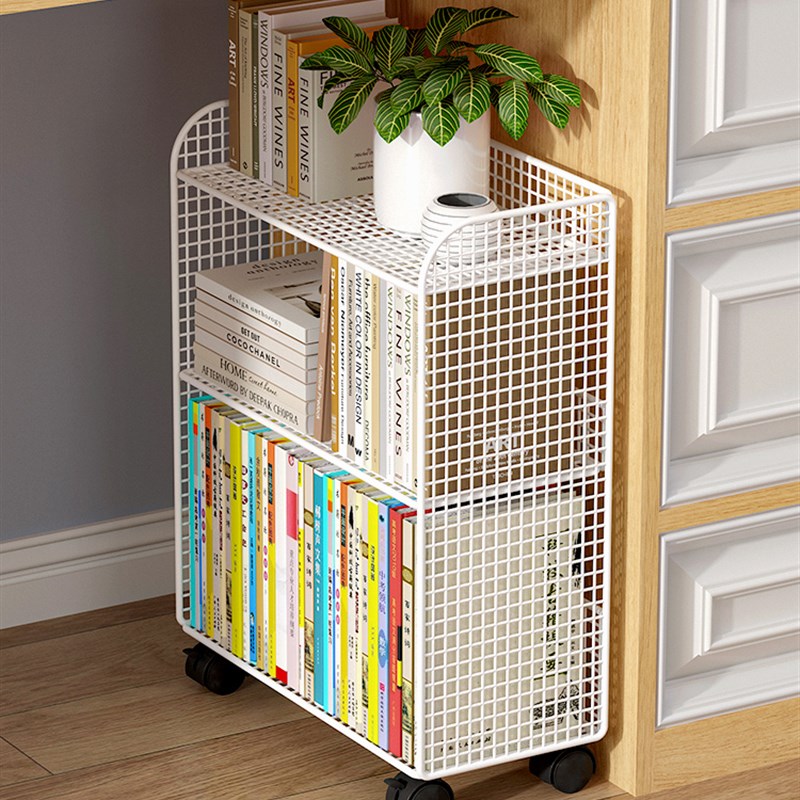桌下移动书架书桌收纳小书架学生教室桌旁边落地收纳架
