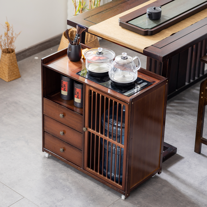茶水柜带轮茶桌茶台侧边柜子茶房烧水一体水桶架办公室茶吧几边几