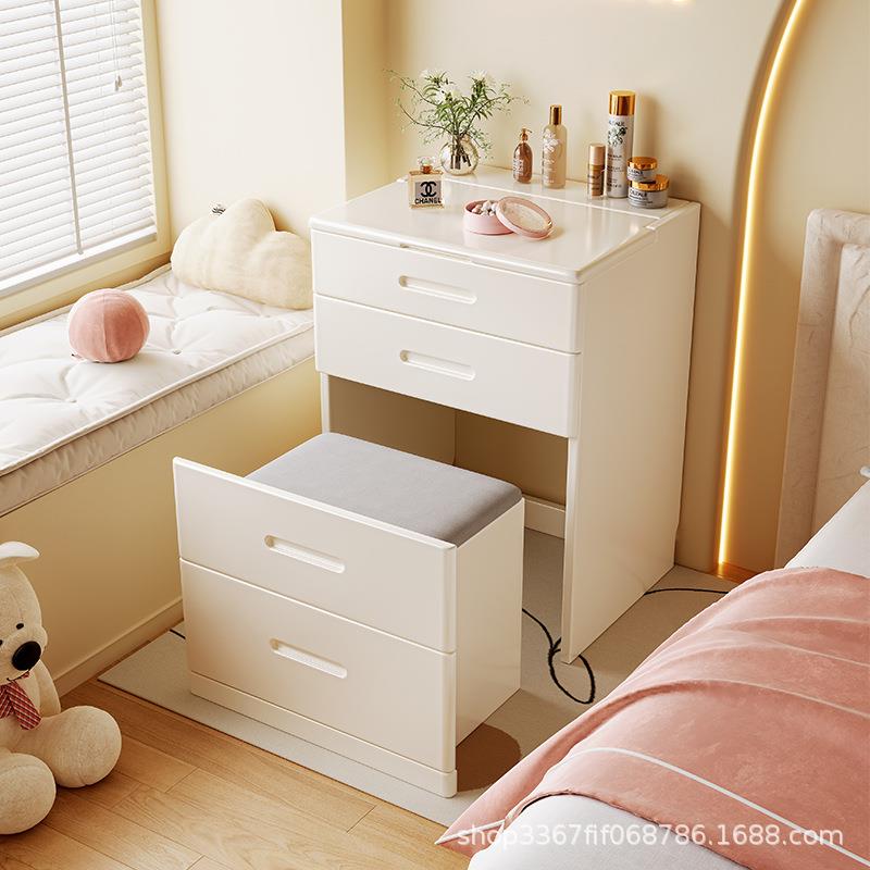 实木小户型梳妆台书桌一体卧室现代简约迷你翻盖床头多功能收纳柜