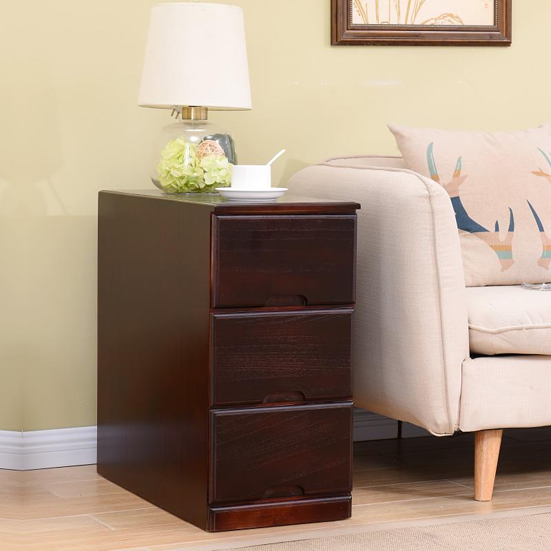 0A实木抽屉式床沙发边储物柜25/30宽60深小户型多层整装夹缝收纳