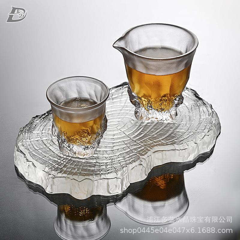 多艺水晶琉璃観岩主人杯纯手法单杯单个大气日式玻璃冰冻烧茶杯