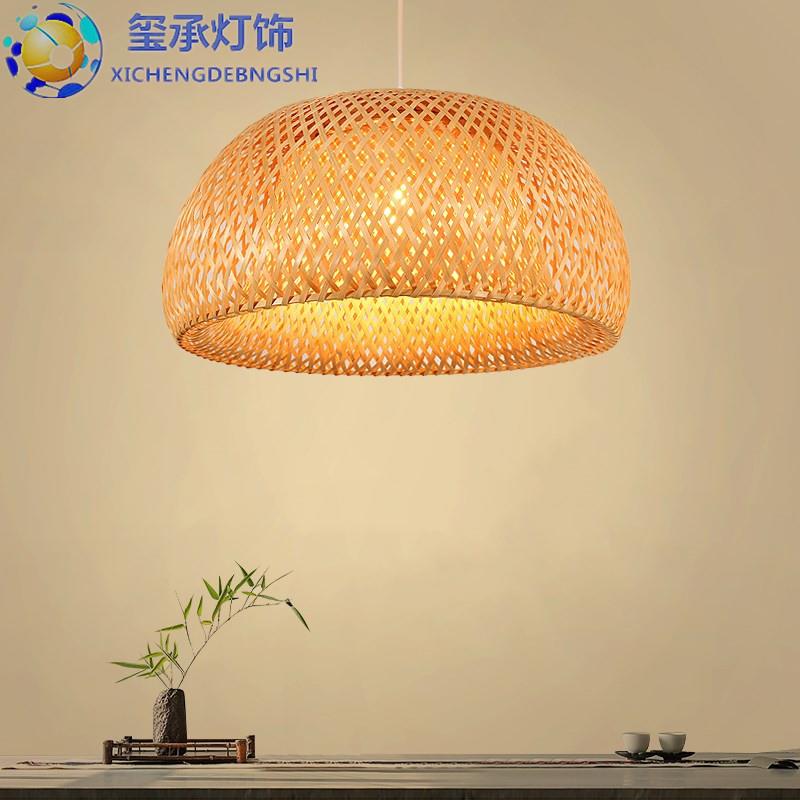 东南亚竹编吊灯简约田园餐厅客厅日式创意卧室走廊新中式玻璃灯具