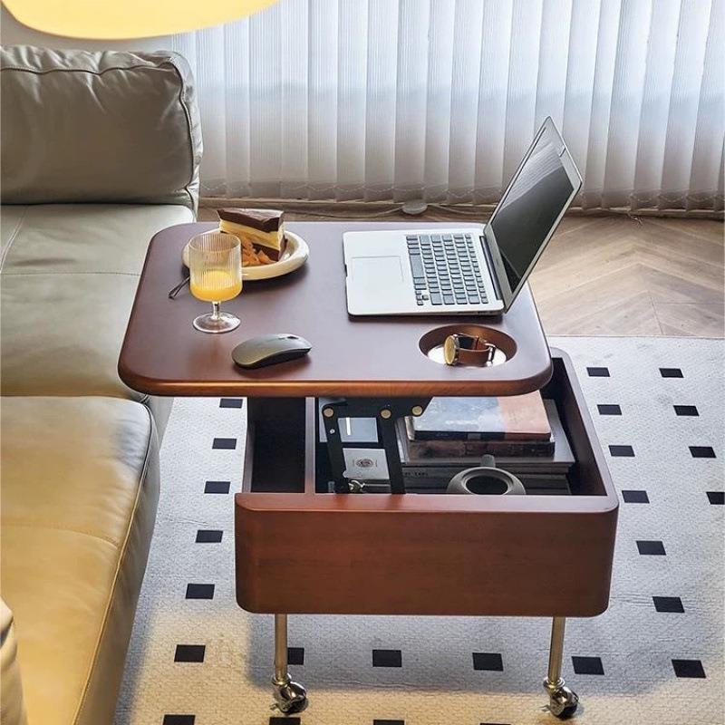古风升降茶几复古客厅阳台家用现代简约小户型收纳实木多功能移动