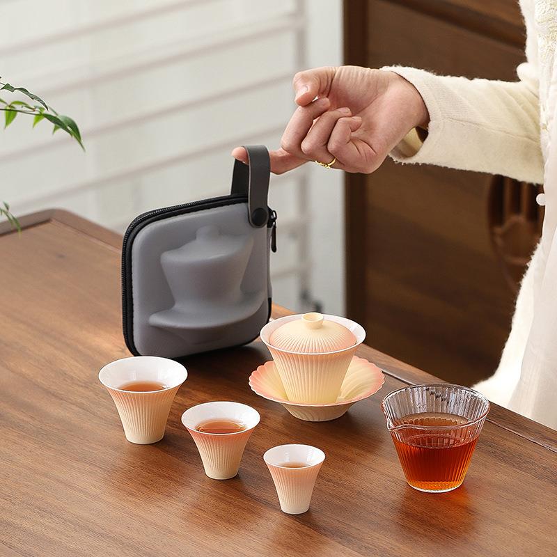 玻璃便携式旅行茶具快客杯户外茶具泡茶套装茶杯个人专用露营烟花