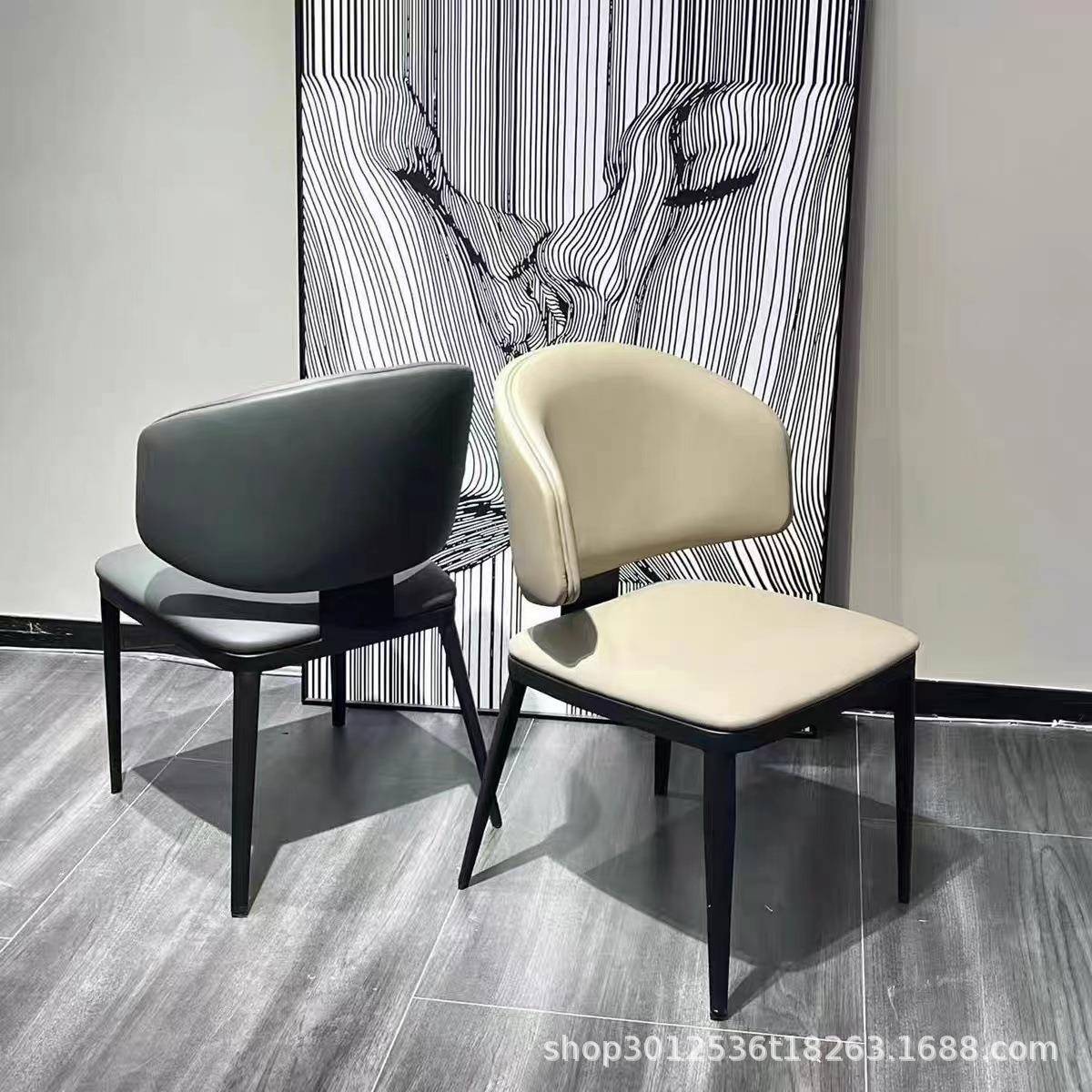 意式极简餐椅家用餐桌椅现代简约北欧书桌椅轻奢椅子靠背椅休闲椅