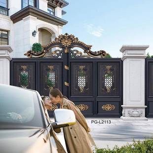 品贵铝艺大门别墅电动平移防盗门铝合金安全门庭院墙大门