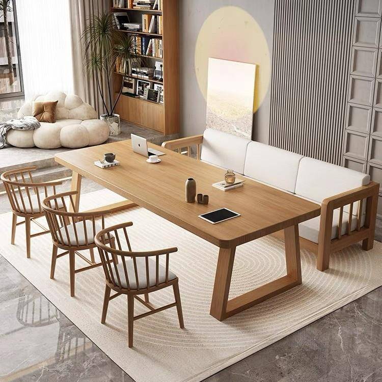 现代大长办公桌椅书桌客厅家用沙发多人学习桌实木茶桌餐桌书法桌