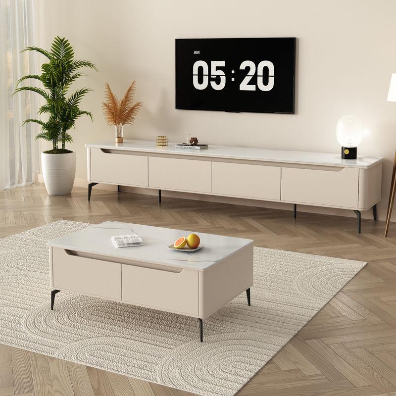 全实木电视柜现代简约轻奢小户型茶几组合高脚岩板电视柜客厅家用