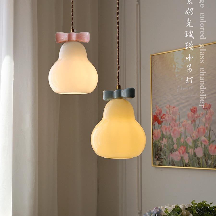 法式奶油艺术小吊灯可爱蝴蝶结雪梨卧室床头玄关过道网红餐厅吊灯