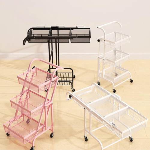 折叠移动小推车平行置物架花架货架火锅带轮摆摊变形幼儿园收纳架