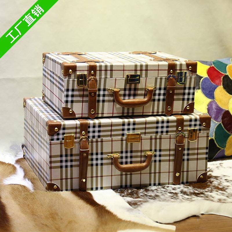 经典手提箱衣帽间样板间收纳箱样板房衣柜衣橱窗展厅软装装饰摆件