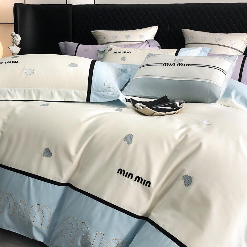 2024新款春夏全棉刺绣四件套轻奢高级感100纯棉被套床笠床上用品4