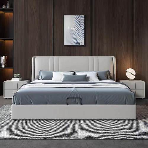 现代简约意式轻奢床主卧皮床北欧风卧室床大气双人软包高档婚床