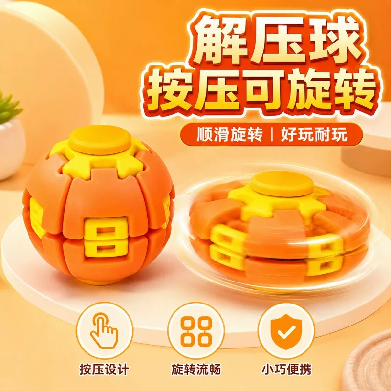 按压旋转解压球玩具指尖陀螺