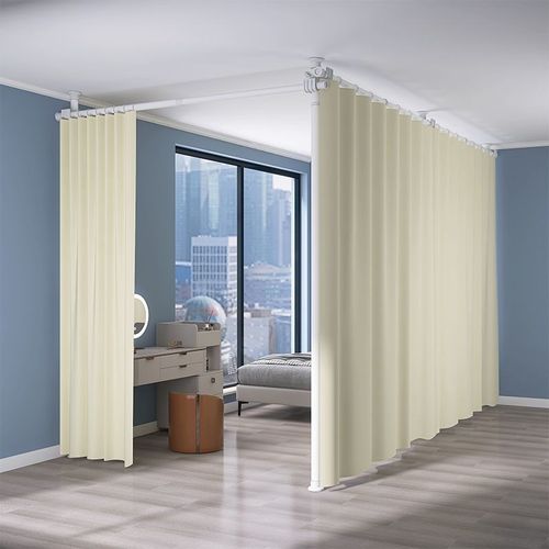 顶天立地隔断屏风客厅做房间布卧室租房l型U分割遮床挡床位隔断帘