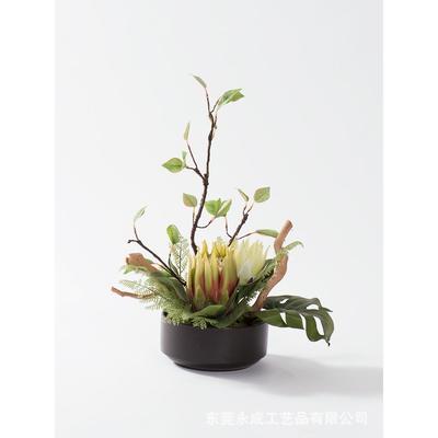 现代新中式绿苔花艺客厅盆景客厅书房艺术茶几小盆栽桌面艺术摆件