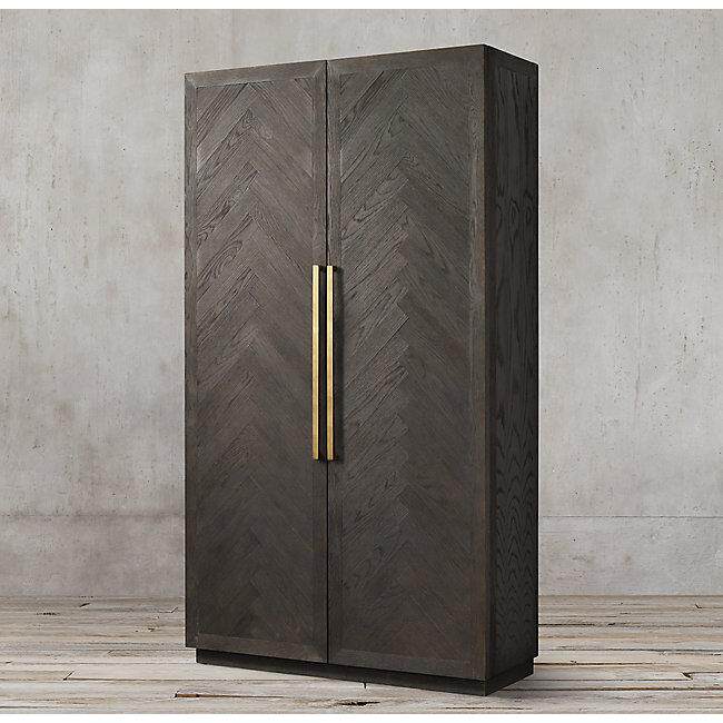 美式乡村仿古橡木黑色双抽实木衣柜欧式简约卧室挂杆衣柜储物柜