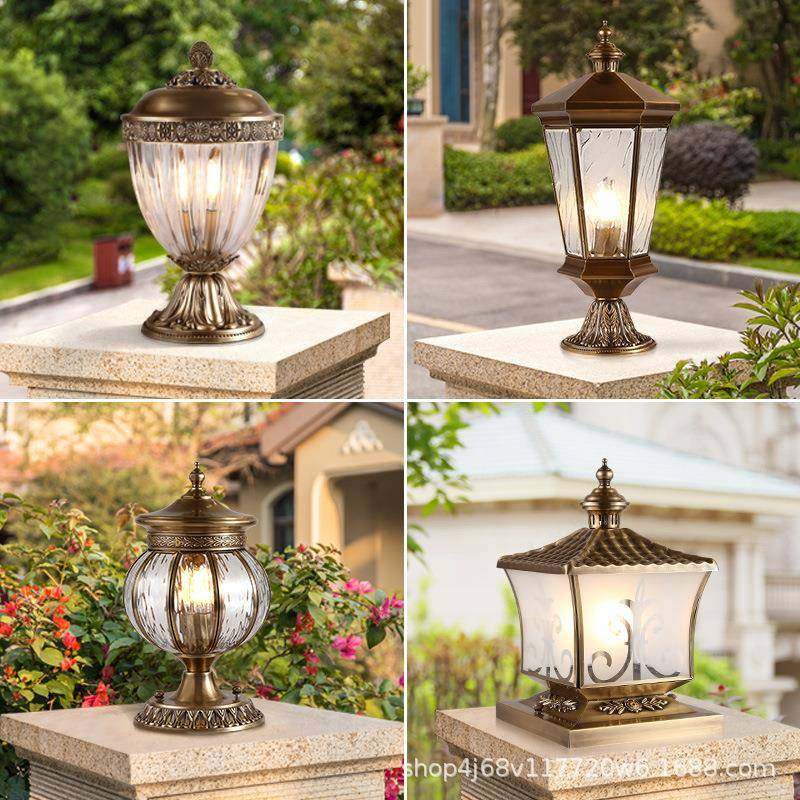 欧式全铜柱头灯防水庭院灯别墅围墙大门墙柱铜灯室外花园景观灯,家装灯饰光源,其它灯具灯饰,淘宝优惠券,粉丝福利购,淘宝优惠卷