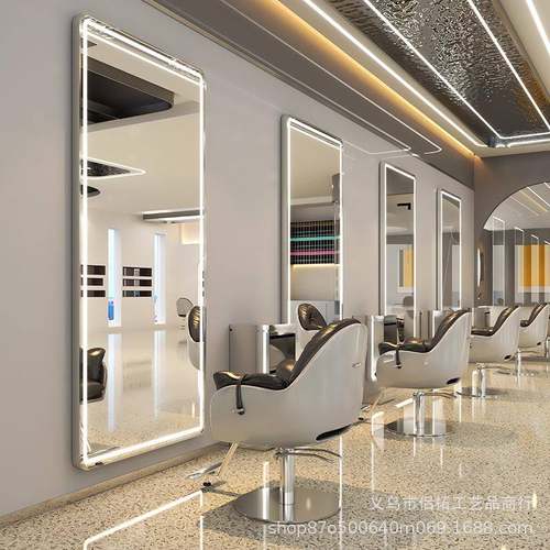 理发店镜子网红壁挂式带触摸LED灯镜子发廊专用镜子烫染镜美发镜