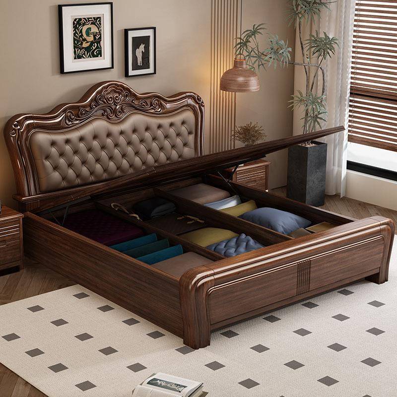 实木主卧大床2米x2米2软包加厚加粗双人床高端大气1米5的床加床垫