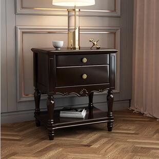 美式床头柜实木轻奢简约现代免安装柜子卧室简易欧式白色田园