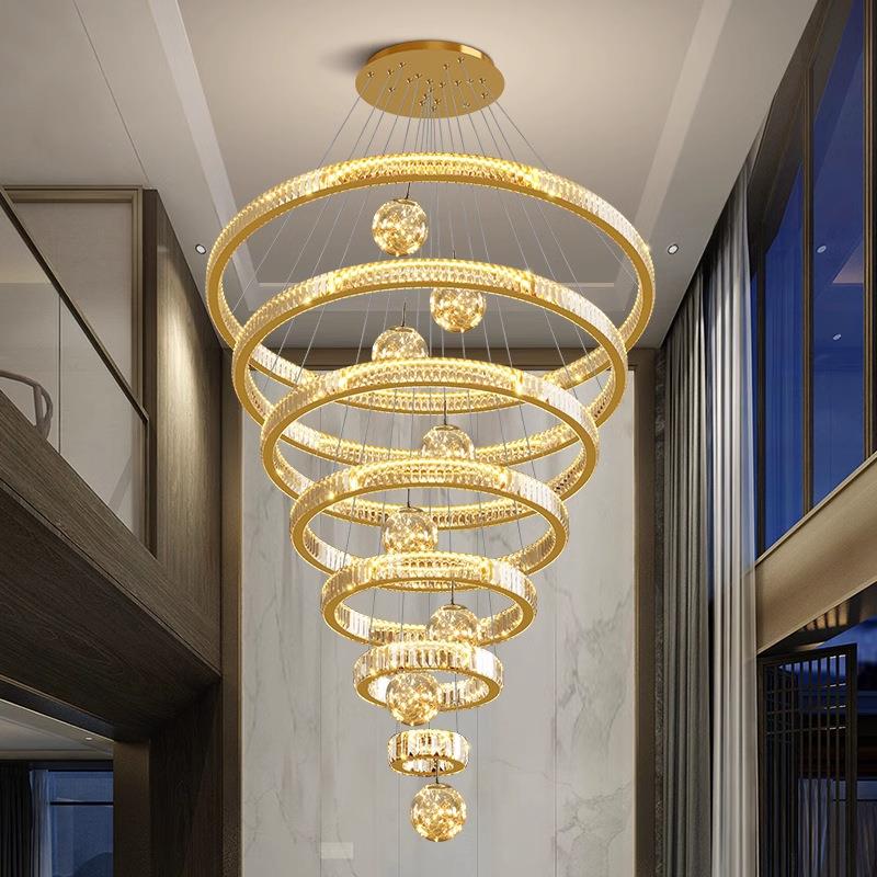 别墅挑空客厅吊灯轻奢现代loft公寓楼梯吊灯2025新款复式楼大吊灯