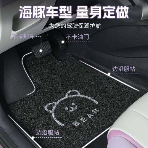 适用比亚迪海豚汽车丝圈脚垫卡通可爱女生主驾驶汽车内饰车内装饰