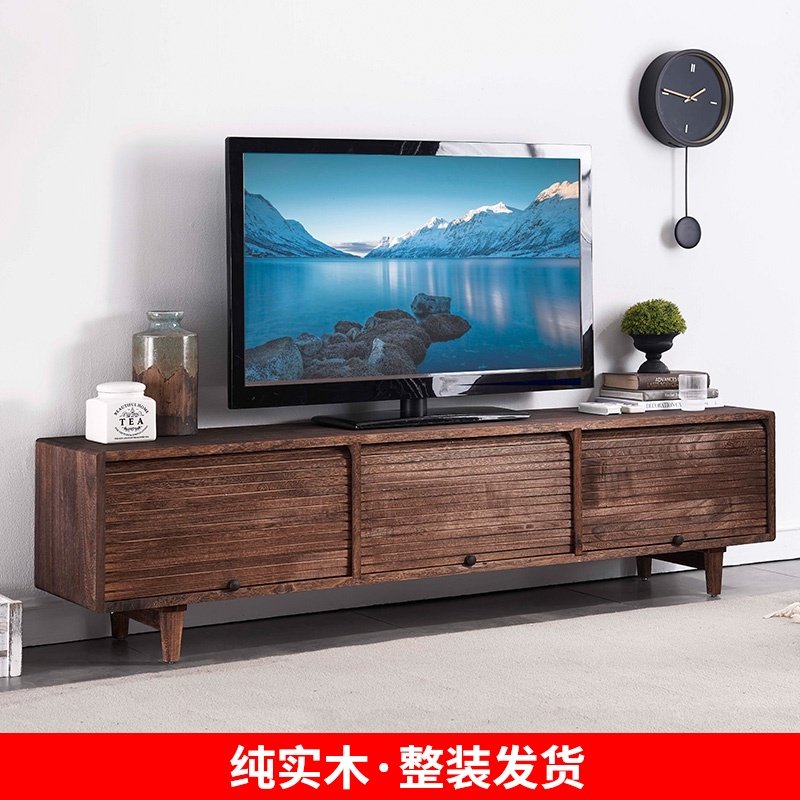 纯实木电视柜简约小户型储物柜电机柜客厅家用落地新中式
