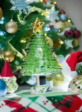 淄博琉璃手作绕丝圣诞树桌面摆件氛围感家居装饰品圣诞节礼物